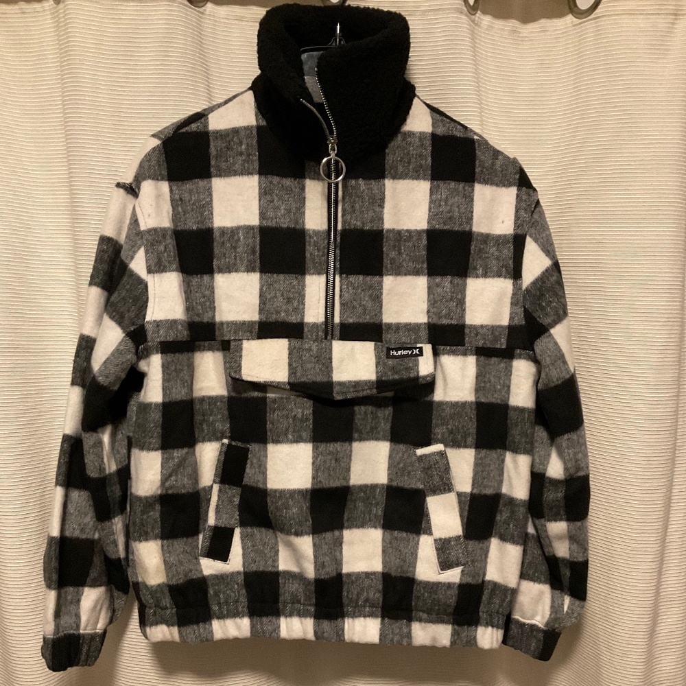 Hurley Buffalo Plaid Tartan Half Zip pullover